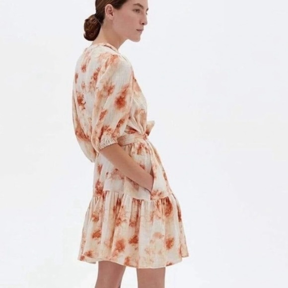 JONATHAN SIMKHAI Orange Gauze Opal Tie Dye Mini Dress Cover Up - Picture 7 of 8